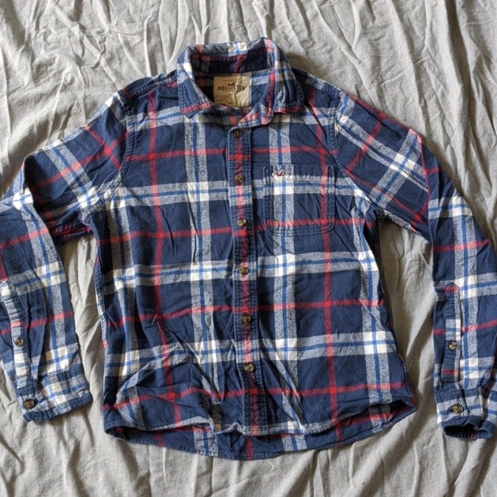 Blue/red plaid button up